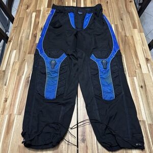 Proto Paintball Pants Mens L Black Blue Padded Outdoor Adjustable Waist Nylon